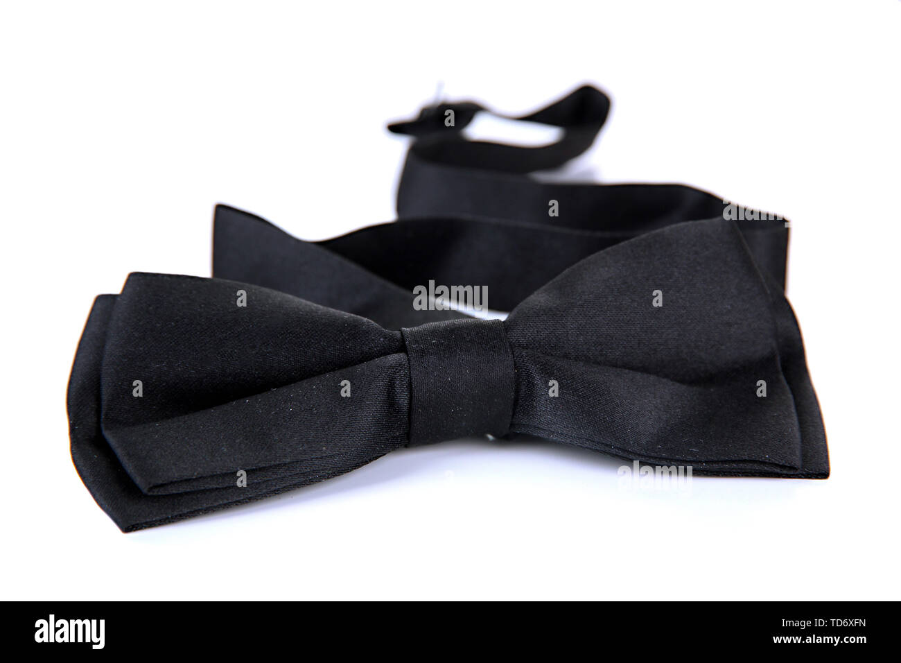 Black bow tie isolated on white Stock Photo