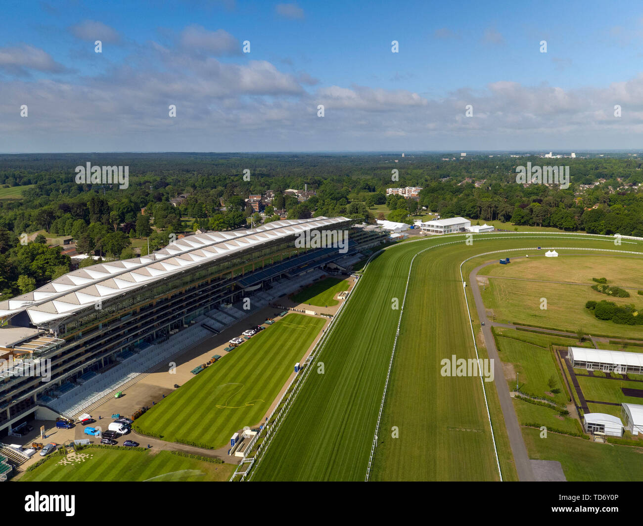An aerial view of Ascot Racecourse in Berkshire ahead of the Royal Ascot meeting which starts on