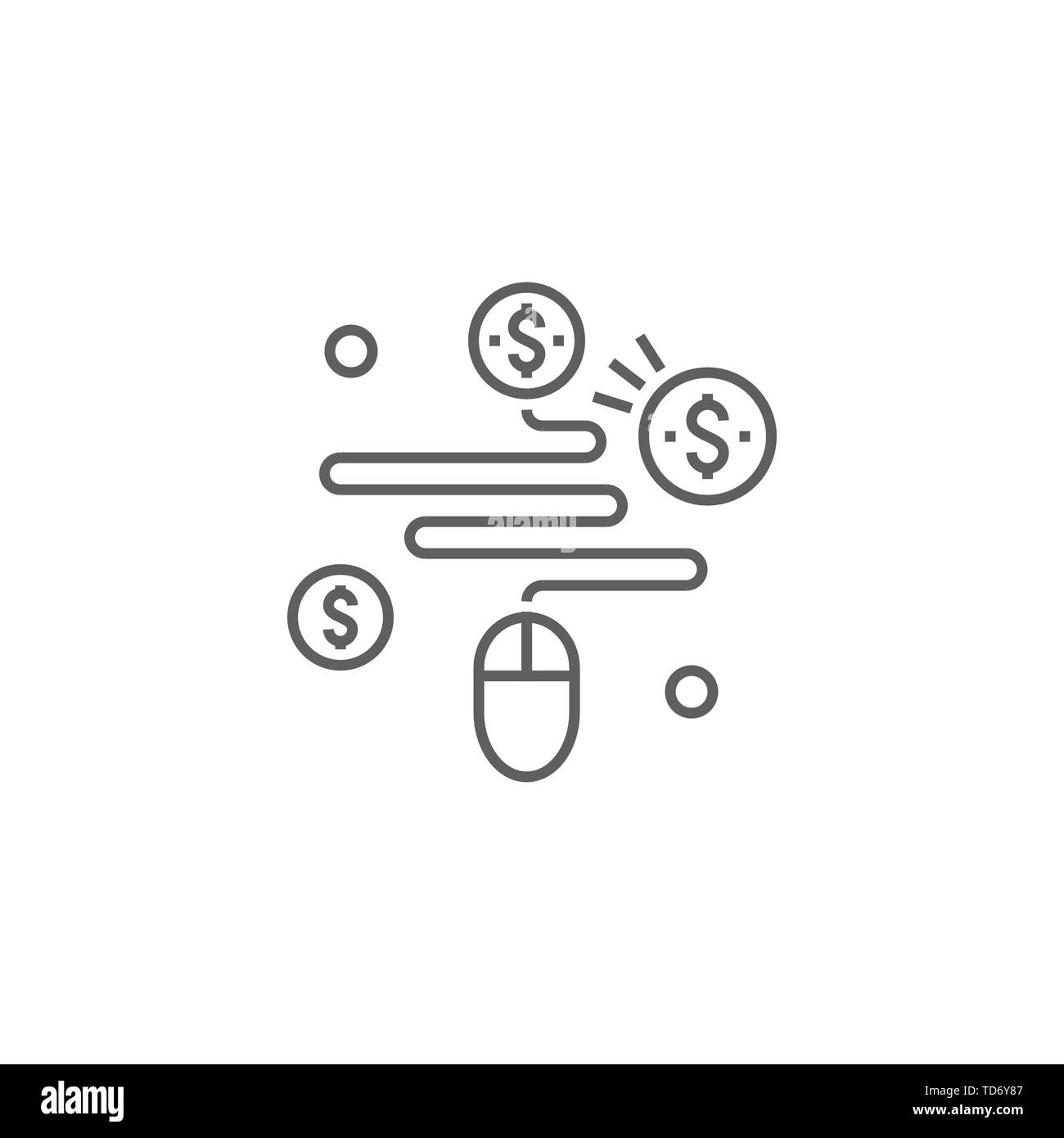 Pay Per Click Related Vector Thin Line Icon. Isolated on White Background. Editable Stroke. Vector Illustration. Stock Vector