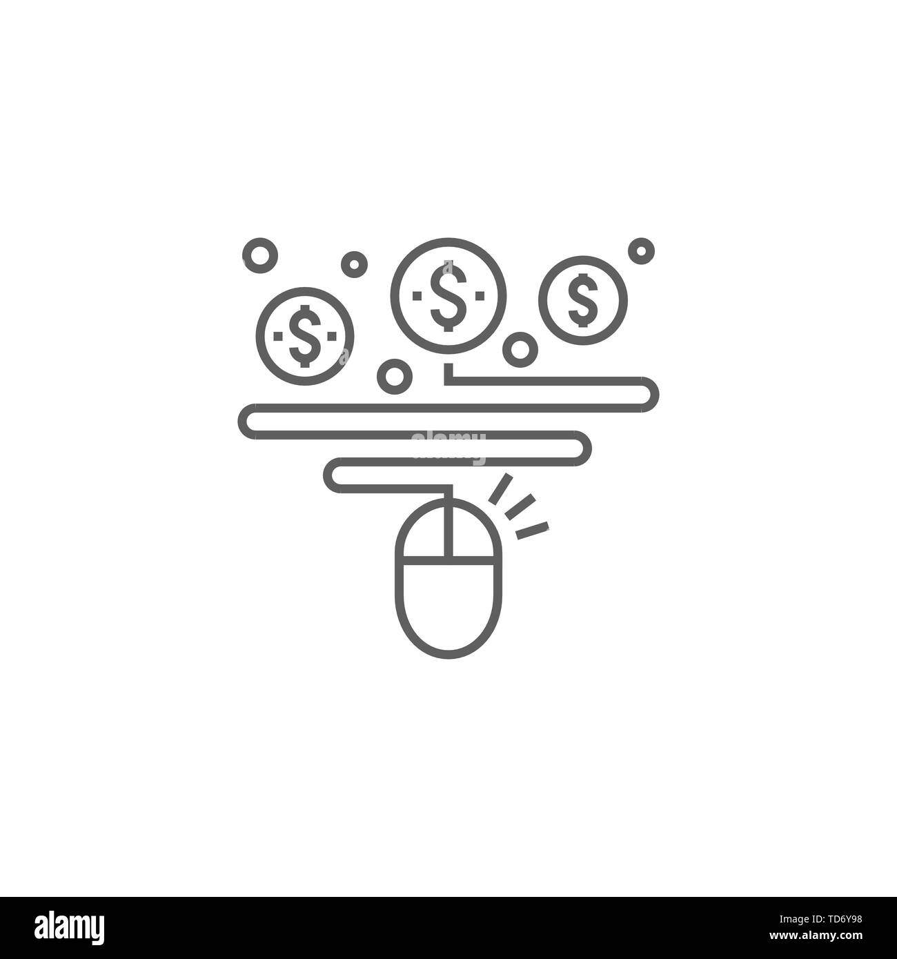 Pay Per Click Related Vector Thin Line Icon. Isolated on White Background. Editable Stroke. Vector Illustration. Stock Vector