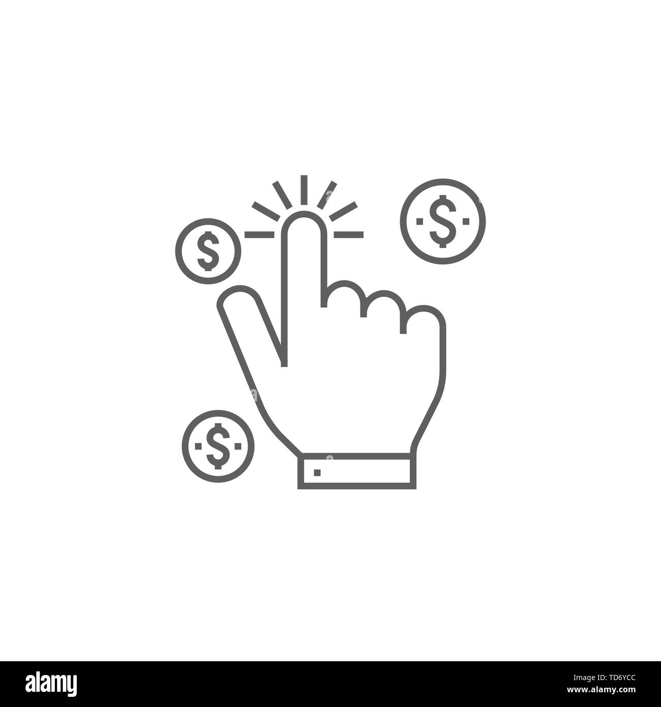 Pay Per Click Related Vector Thin Line Icon. Isolated on White Background. Editable Stroke. Vector Illustration. Stock Vector