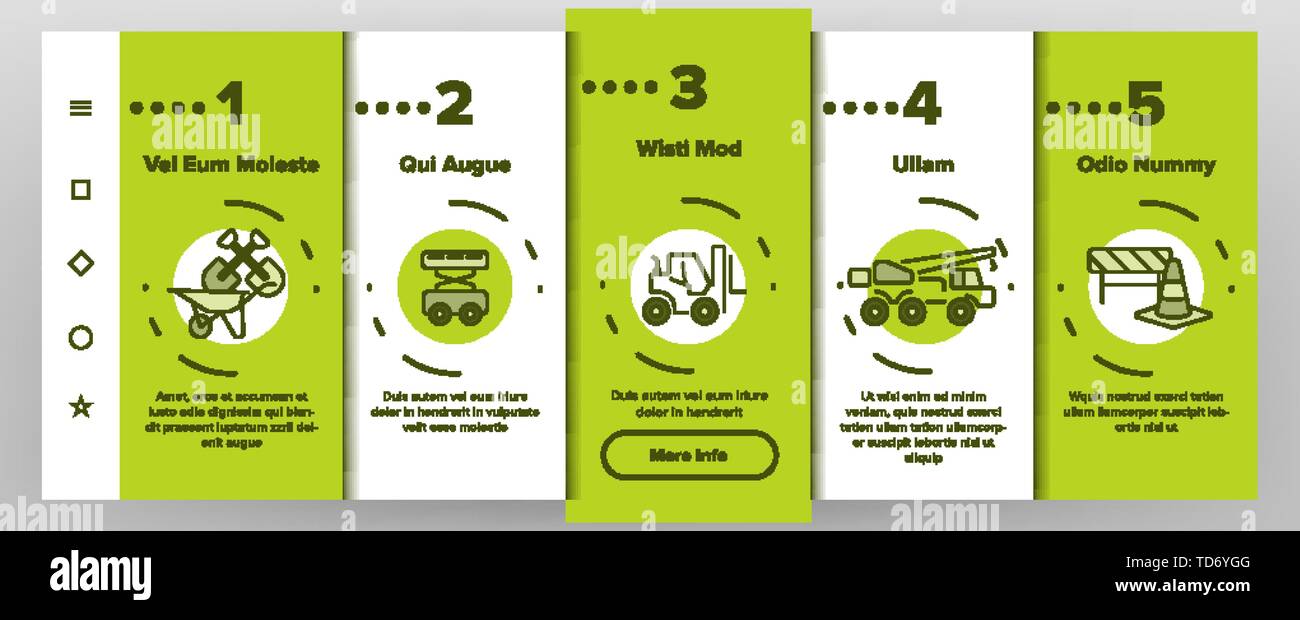 Construction Work Elements Vector Onboarding Mobile App Page Screen ...