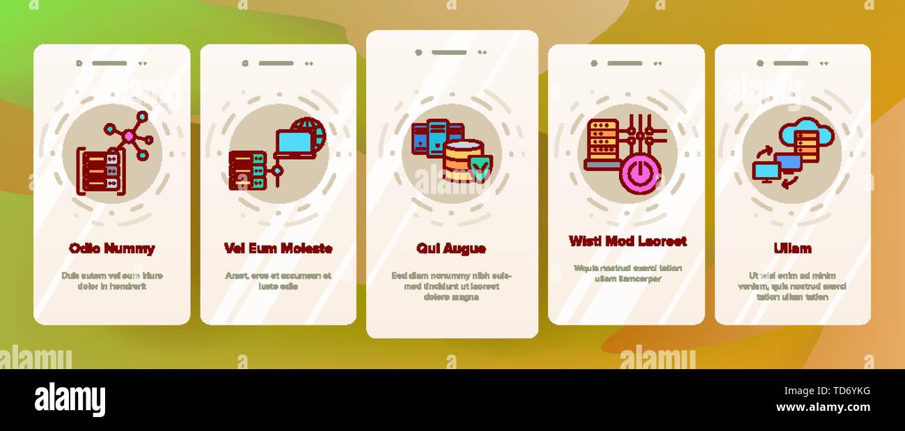 Data Center, Technology Vector Onboarding Mobile App Page Screen Stock ...