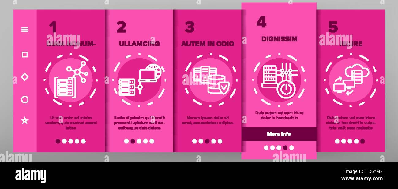 Data Center, Technology Vector Onboarding Mobile App Page Screen Stock ...