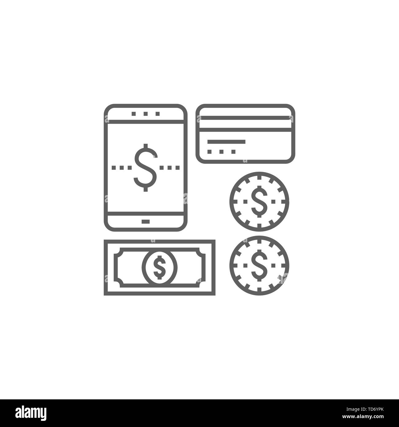 Payment Method Related Vector Thin Line Icon. Isolated on White ...