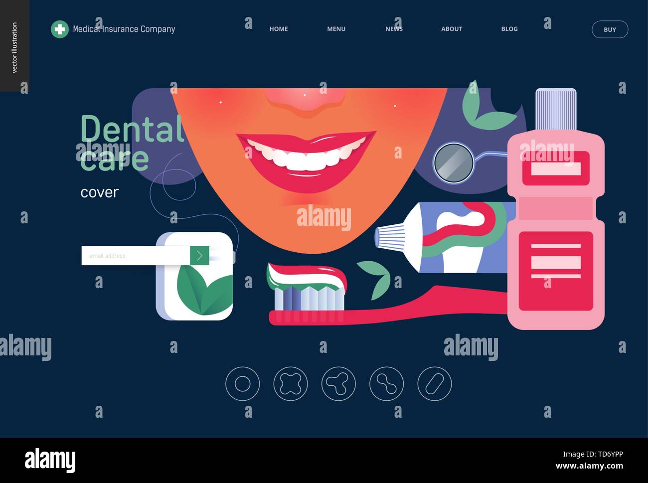 Medical insurance template dental care modern flat vector concept