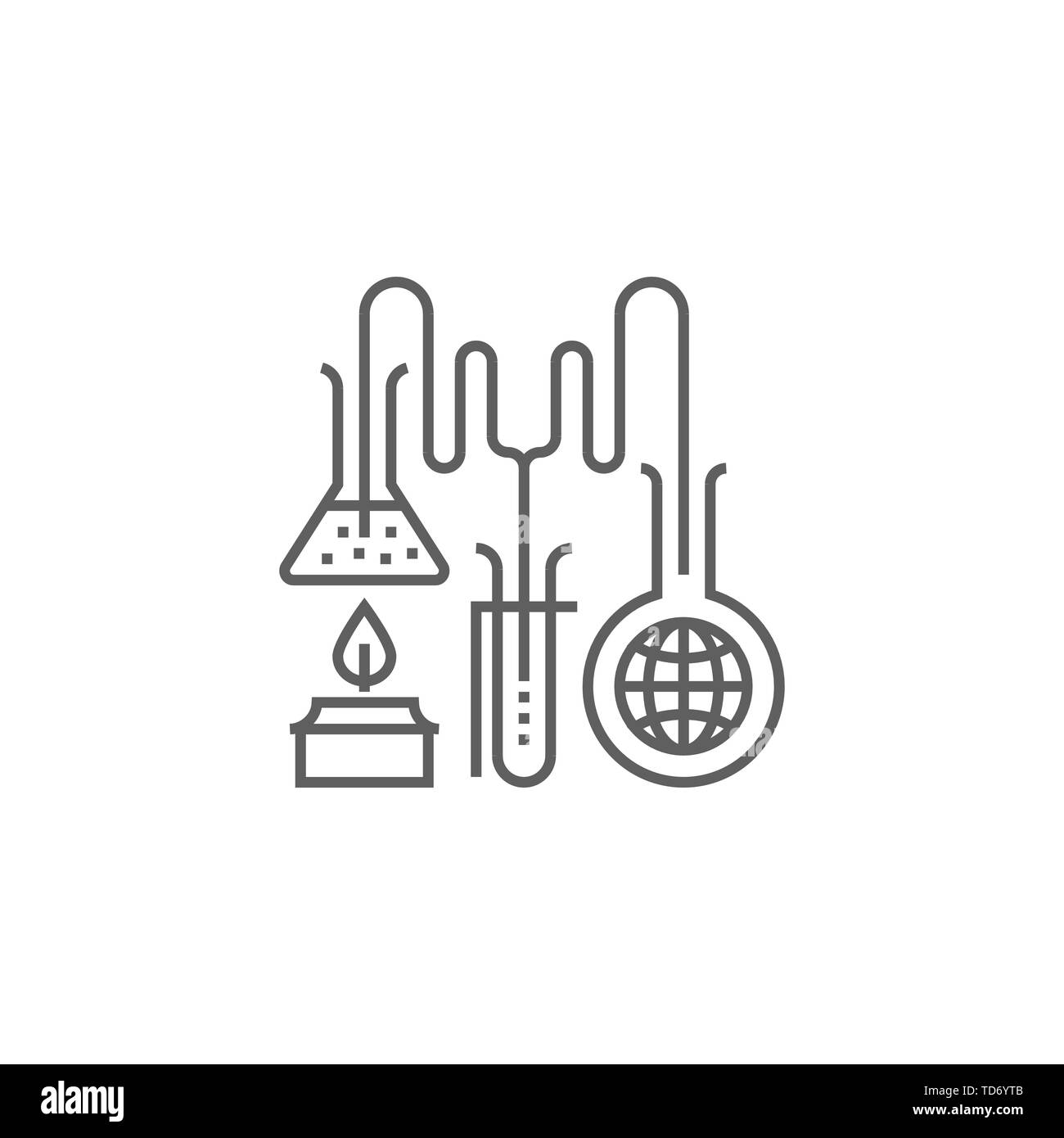 Research Related Vector Thin Line Icon. Isolated on White Background. Editable Stroke. Vector Illustration. Stock Vector