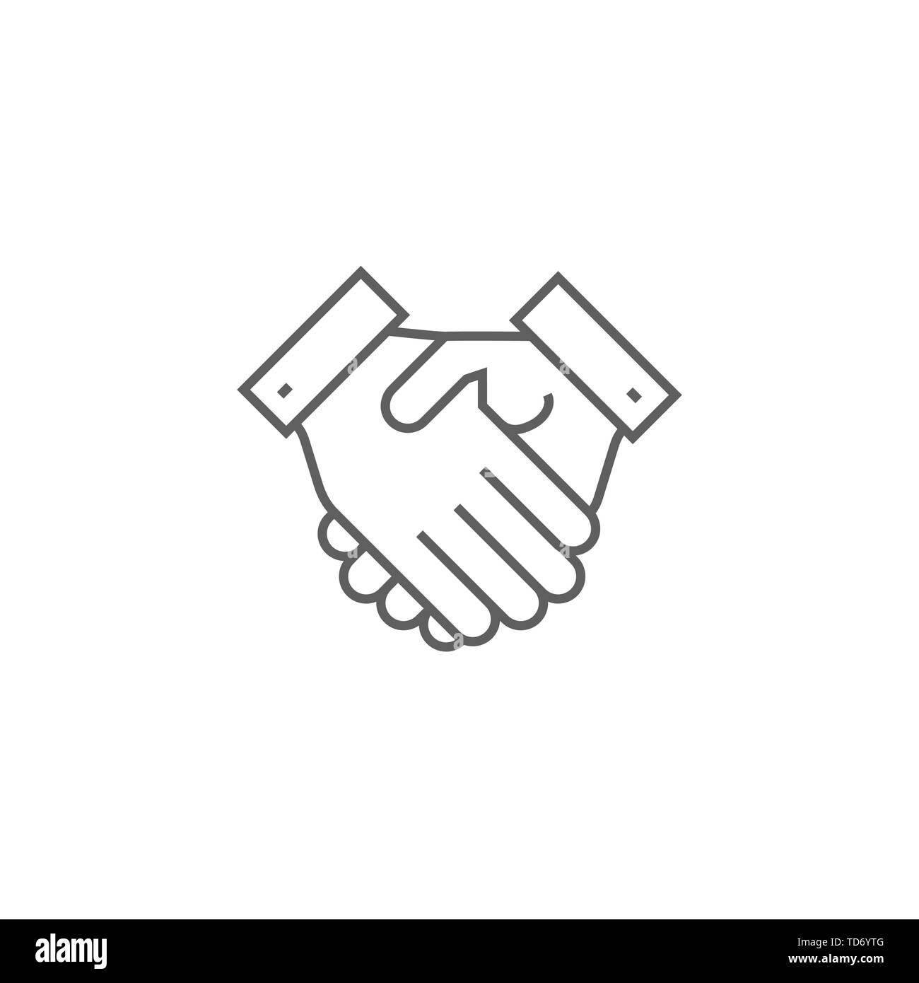 Handshake Related Vector Thin Line Icon. Isolated on White Background. Editable Stroke. Vector Illustration. Stock Vector