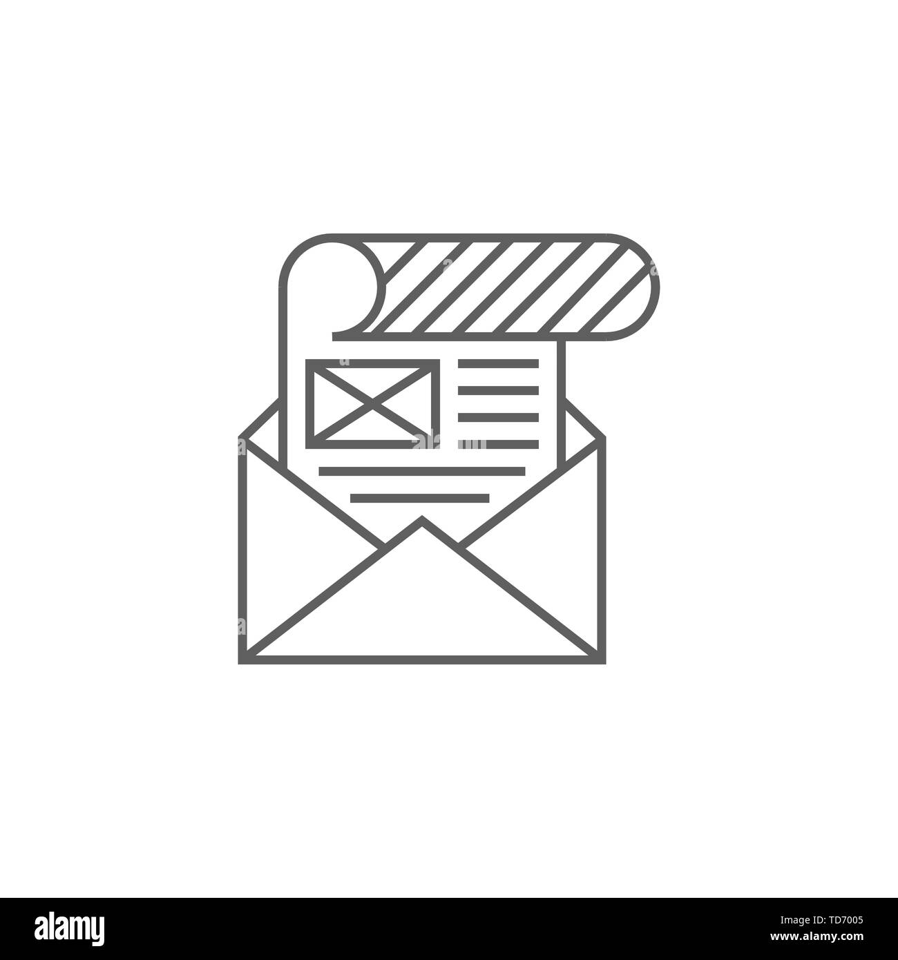 Mailing Related Vector Thin Line Icon. Isolated on White Background. Editable Stroke. Vector Illustration. Stock Vector