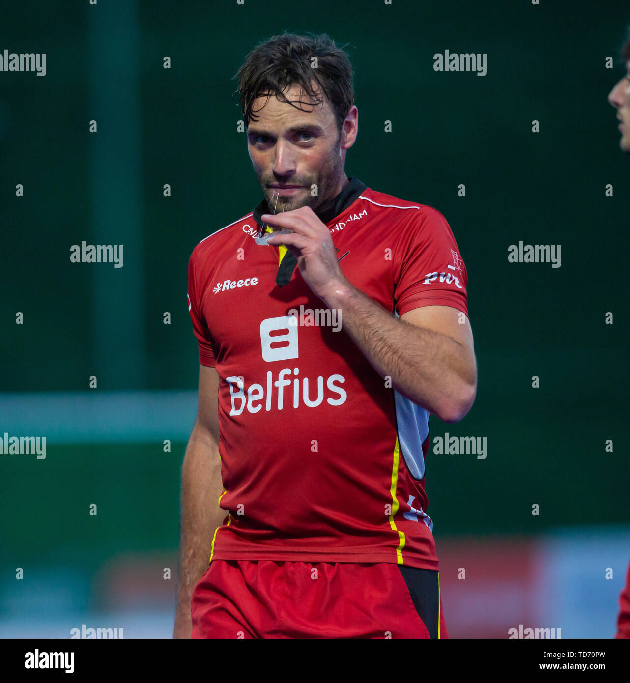 Krefeld, Germany, 12.06.2019, Hockey, FIH Pro League, men, Germany vs. Belgium: Sebastien Dockier (Belgium) looks on. Stock Photo