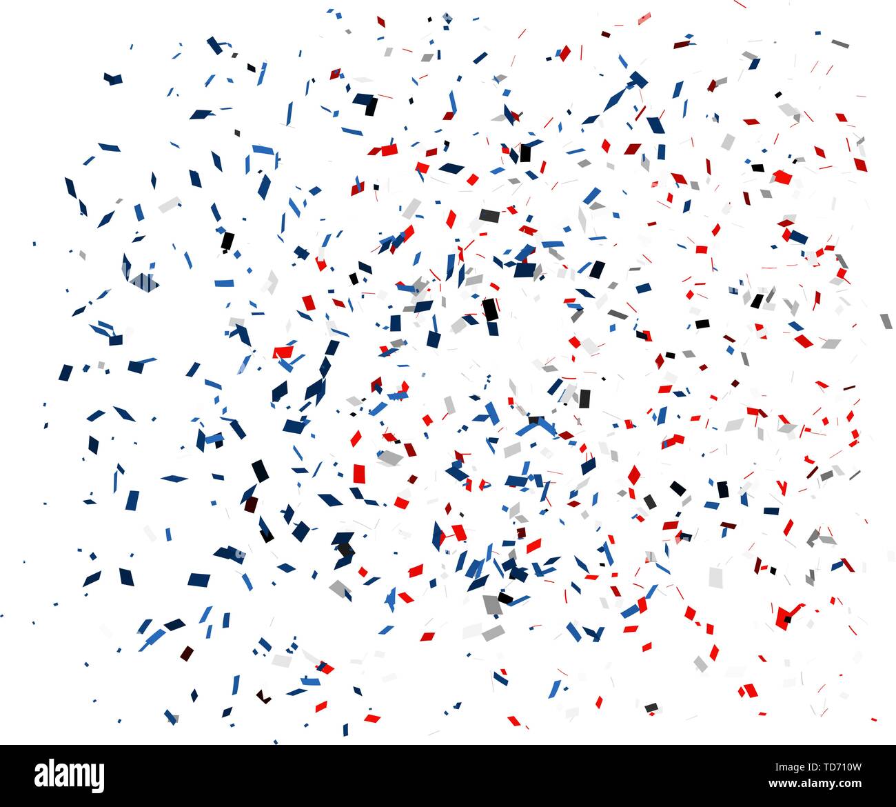 Confetti in red, blue and white colors on a white background. Vector