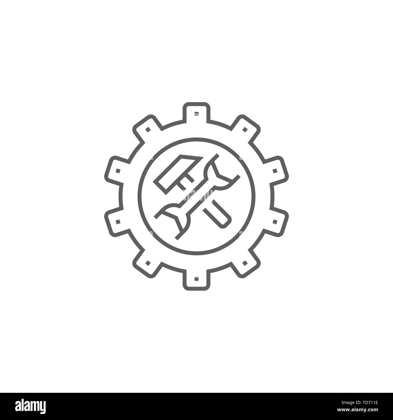 Technical Support Related Vector Thin Line Icon. Isolated on White Background. Editable Stroke. Vector Illustration. Stock Vector