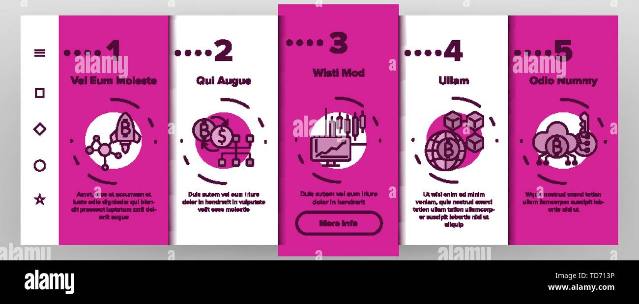 Cryptocurrency onboarding mobile app page screen with linear concepts.  Crypto currency mining, trading and exchange walkthrough graphic  instructions Stock Vector Image & Art - Alamy