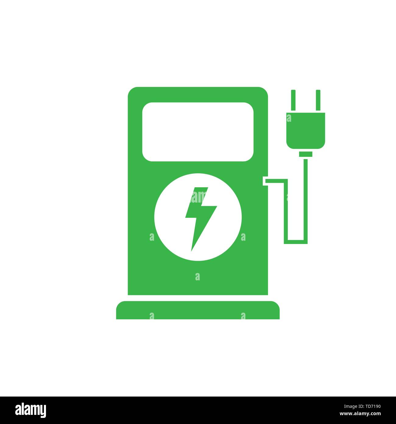 Green Charging station for electric car icon. Vector illustration Stock Vector