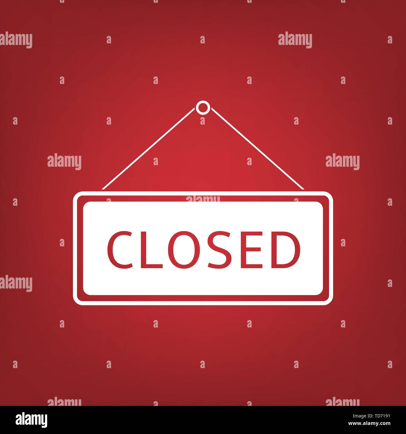 White Closed Hanging sign template isolated. Vector illustration Stock Vector