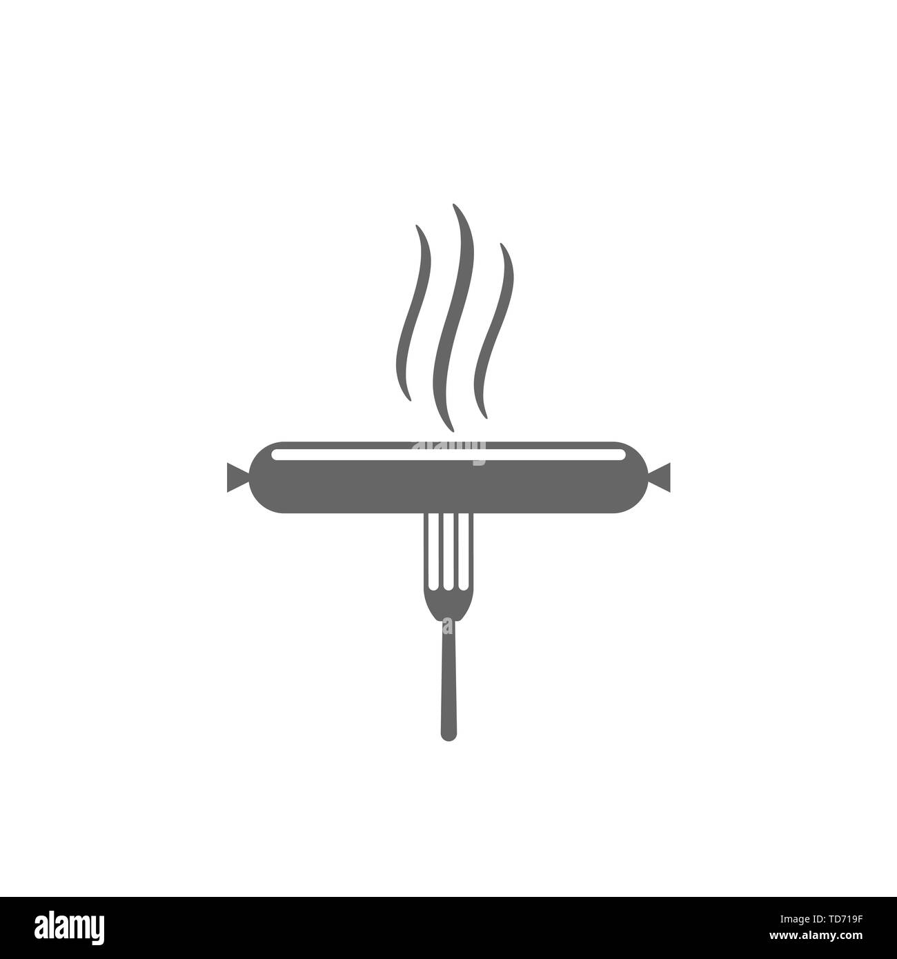 Fork with sausage icon. BBQ ana barbecue concept symbol Stock Vector
