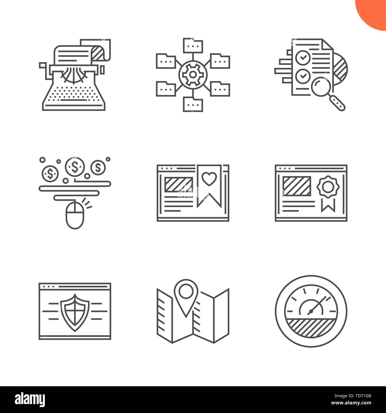 SEO line icons set Stock Vector
