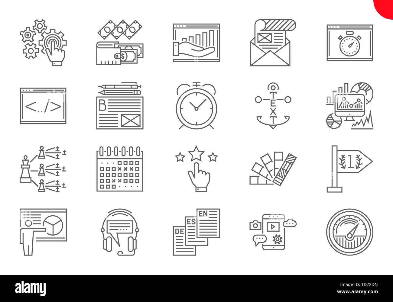 Thin Line Icons Set of Search Engine Optimization Stock Vector