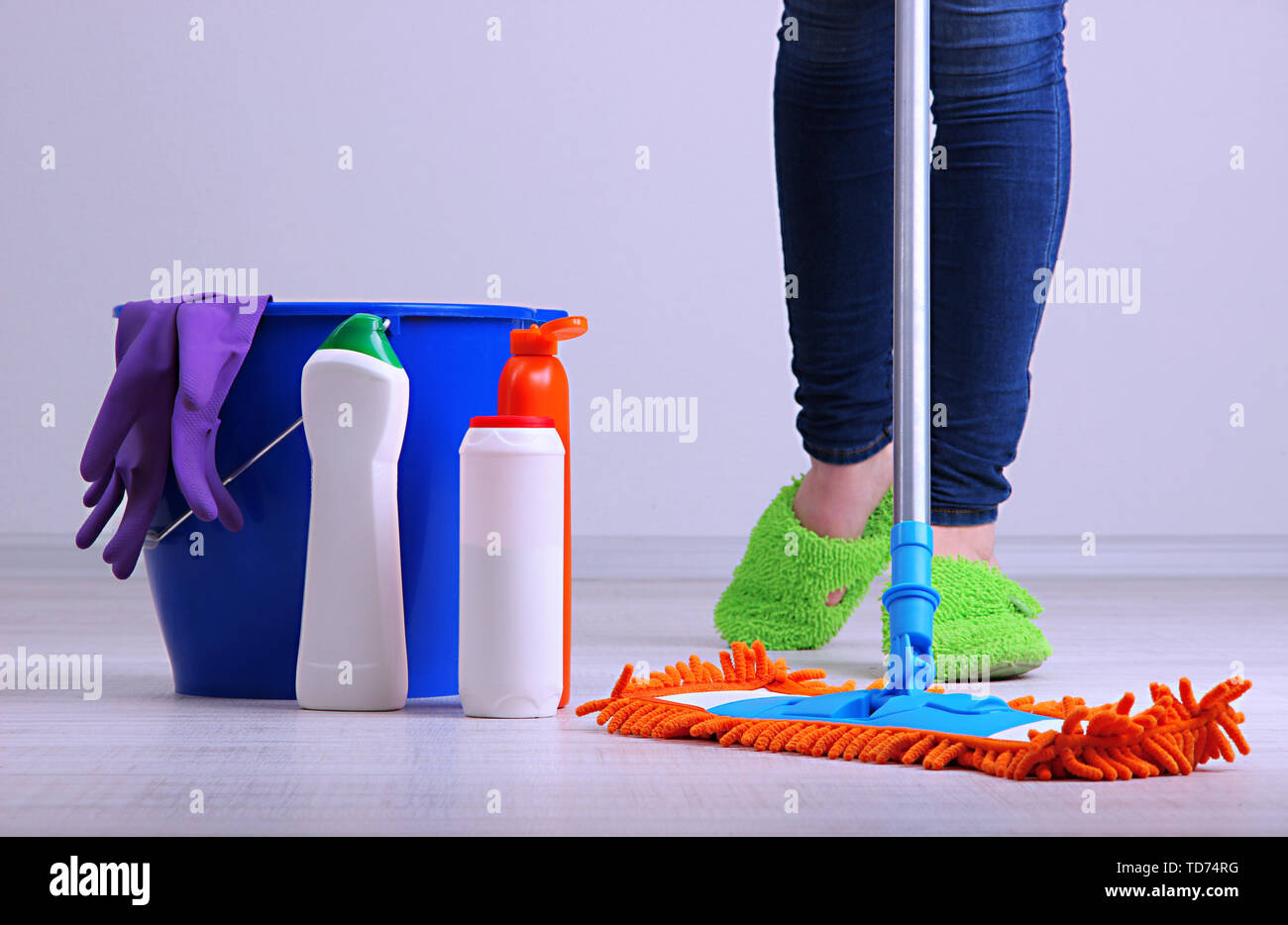 Cleaning floor in room closeup Stock Photo Alamy