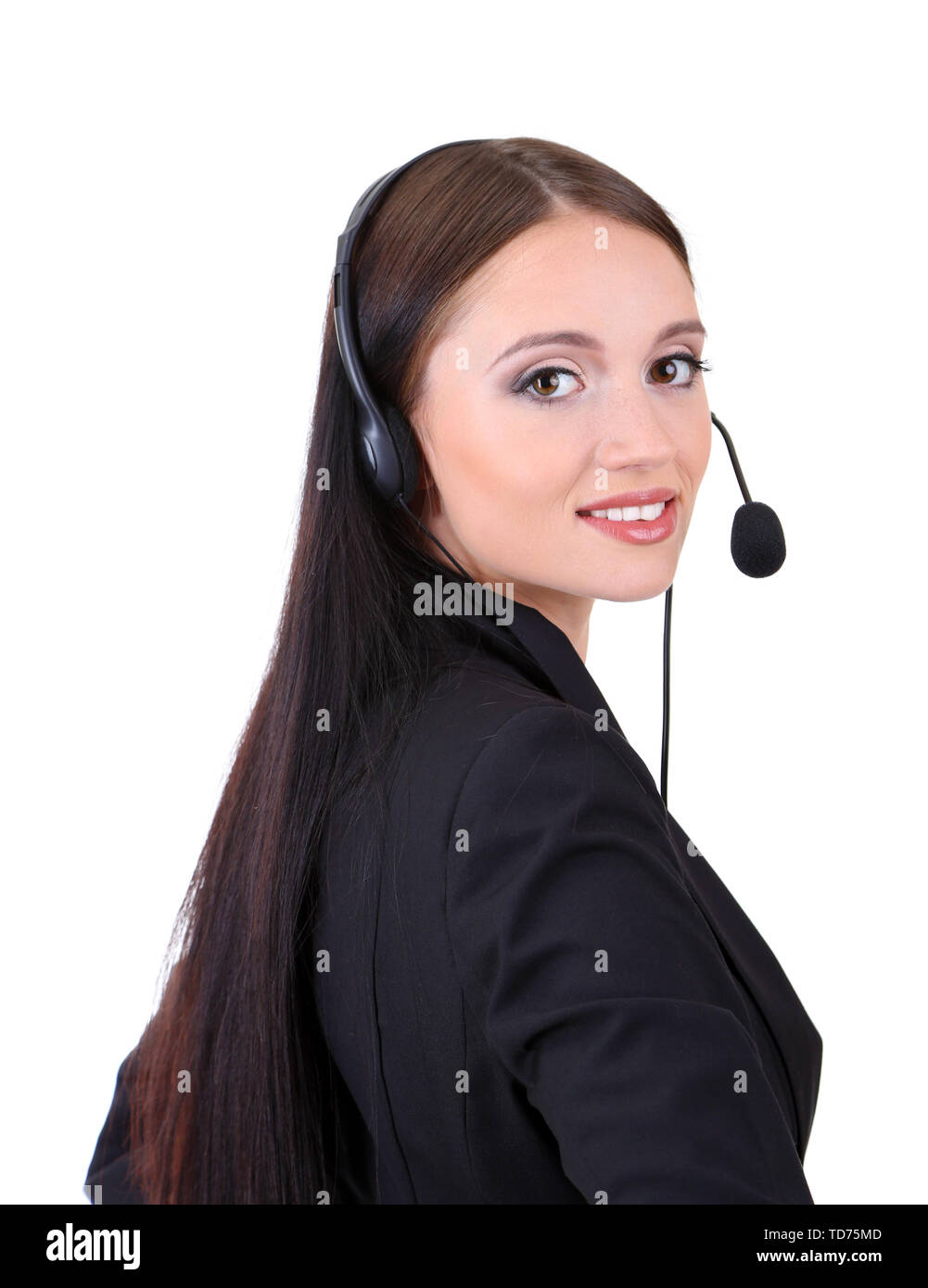 Call center operator, isolated on white Stock Photo - Alamy