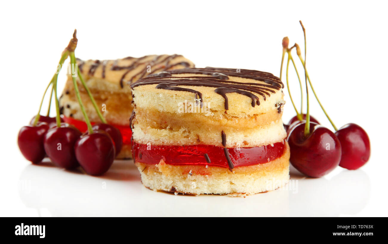 Tasty biscuit cakes, isolated on white Stock Photo - Alamy