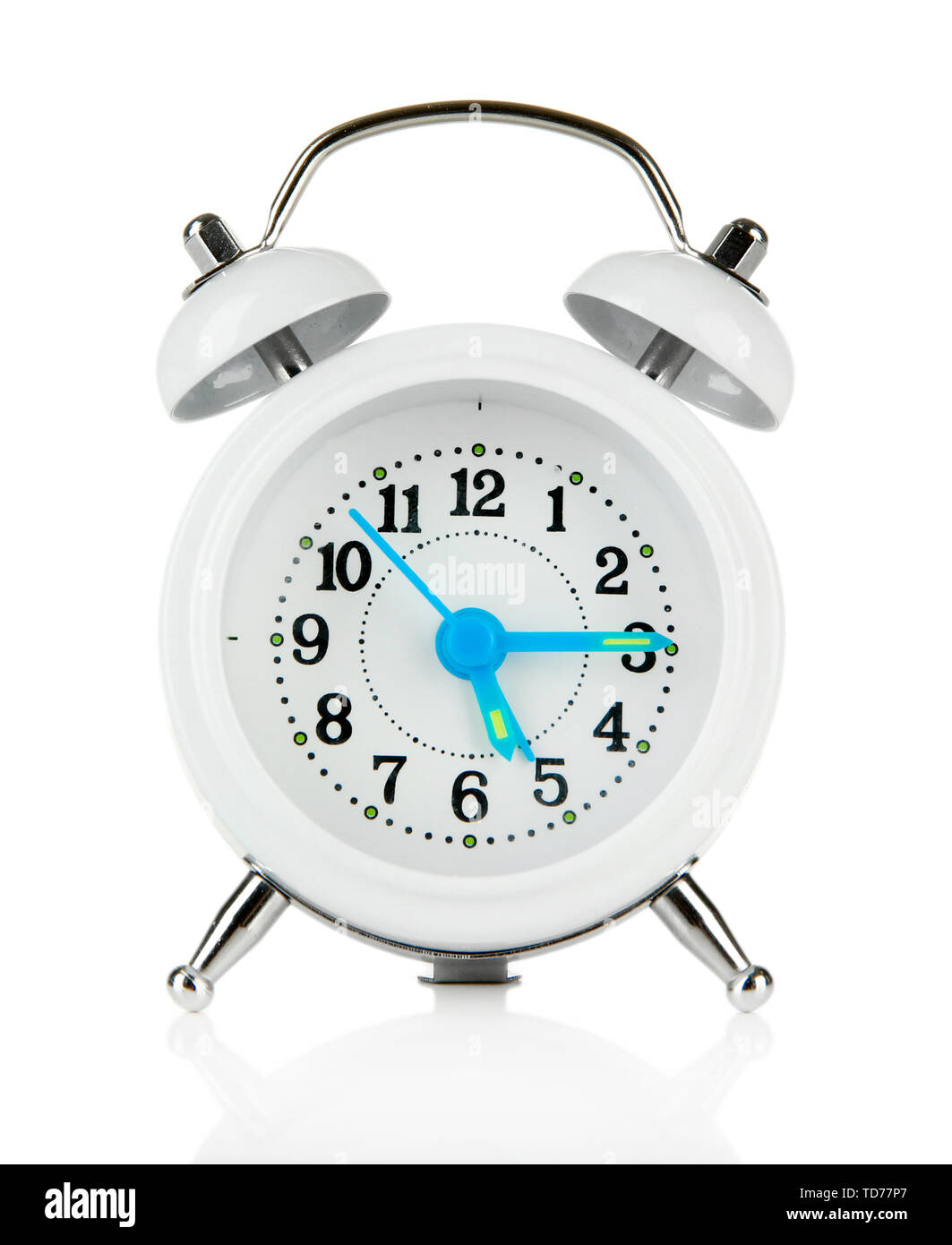 Old style alarm clock isolated on white Stock Photo Alamy