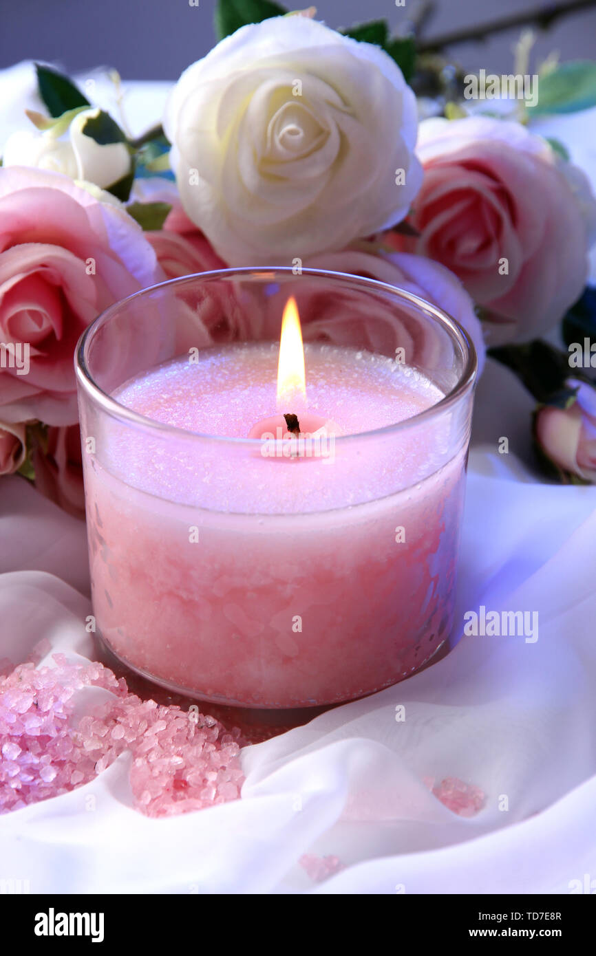 Download Aesthetic Mirror Flowers Candle Light Wallpaper | Wallpapers.com