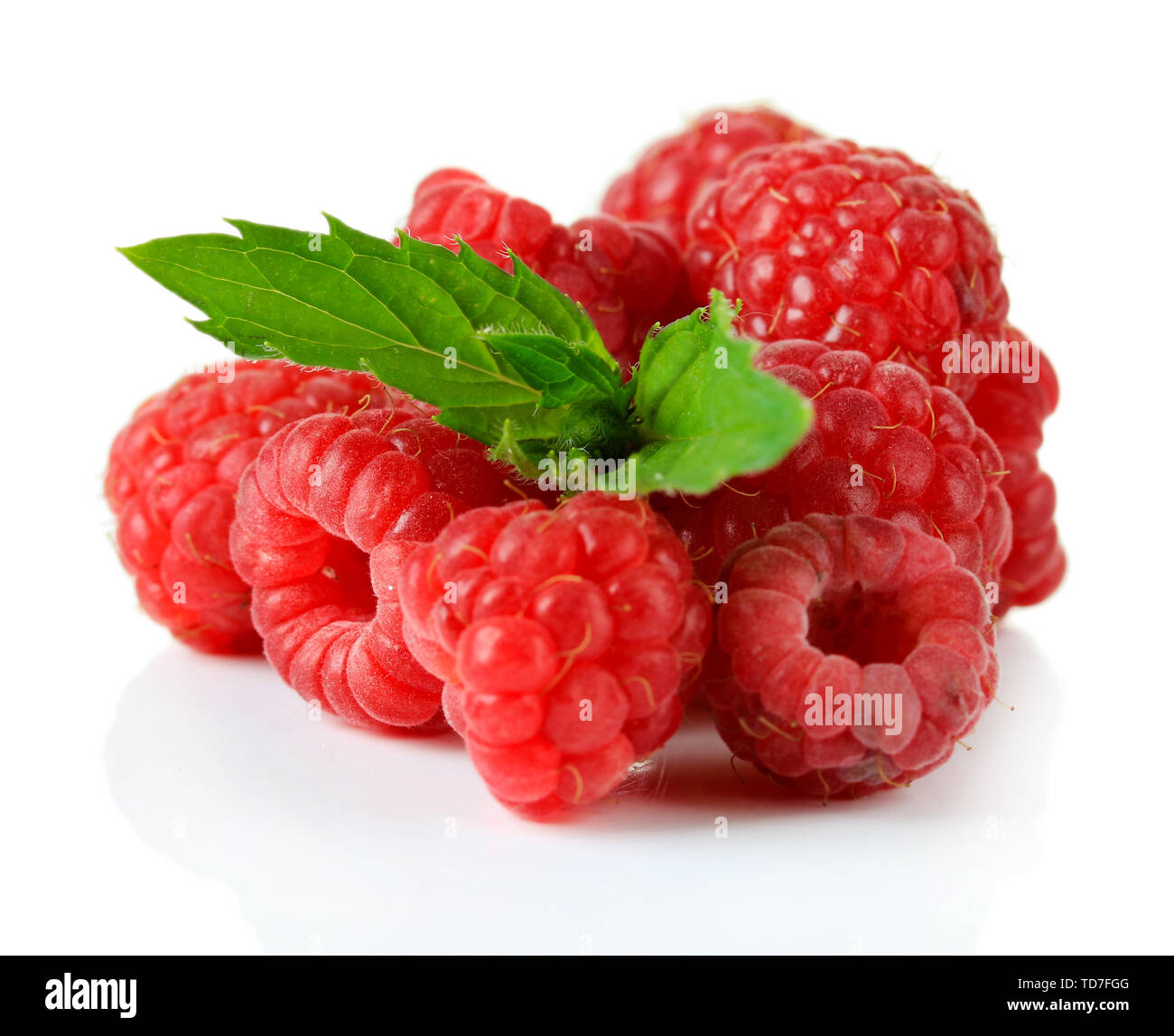 Ripe sweet raspberries isolated on white Stock Photo - Alamy