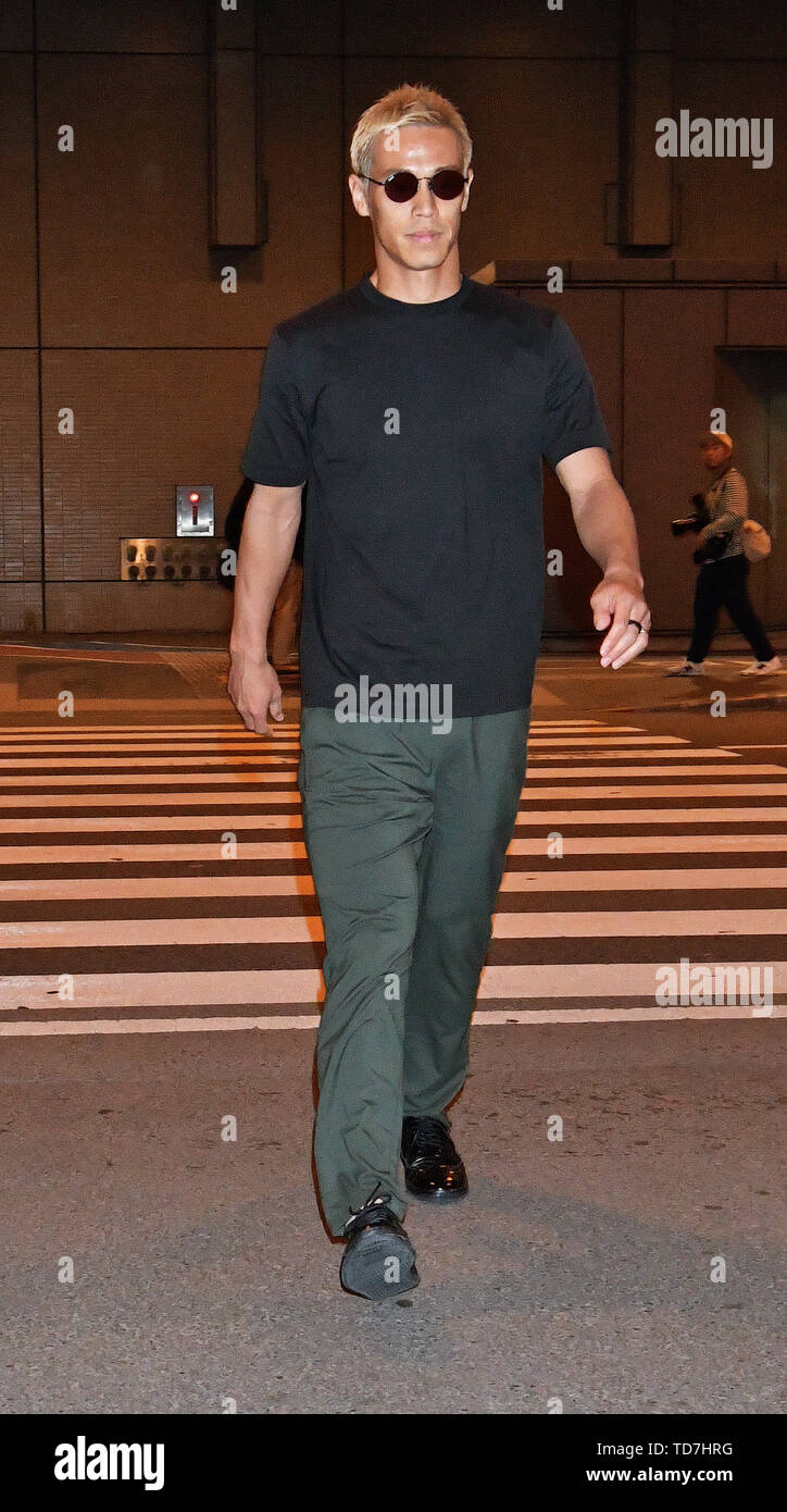 General manager and coach of the Cambodia national team, Honda Keisuke is seen upon arrival at Narita International Airport in Chiba-Prefecture, Japan, on June 12, 2019. Credit: AFLO/Alamy Live News Stock Photo