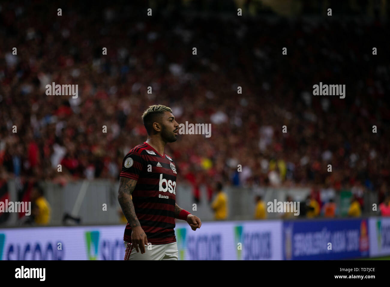 BRASÍLIA, DF - 12.06.2019: CSA X FLAMENGO - CSA faces Flamengo on Wednesday (12), for the 9th round of the Brasileirão - Série A at the Mané Garrincha Stadium in Brasilia. Highlight the player Gabriel. (Photo: Myke Sena/Fotoarena) Stock Photo