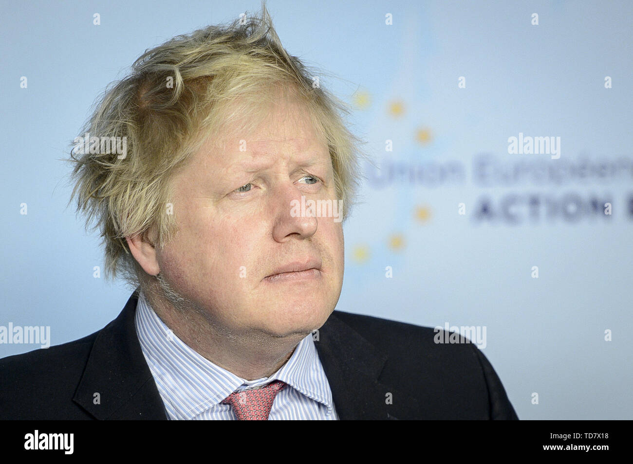 Brussels, Belgium. 11th Jan, 2018. European Foreign Ministers from Britain, Boris Johnson gives a press conference after a meeting with Iranian Foreign Minister Jawad Zarif at European External Action Service (EEAS) headquarters in Brussels, Belgium on 11.01.2018 by Wiktor Dabkowski | usage worldwide Credit: dpa/Alamy Live News Stock Photo