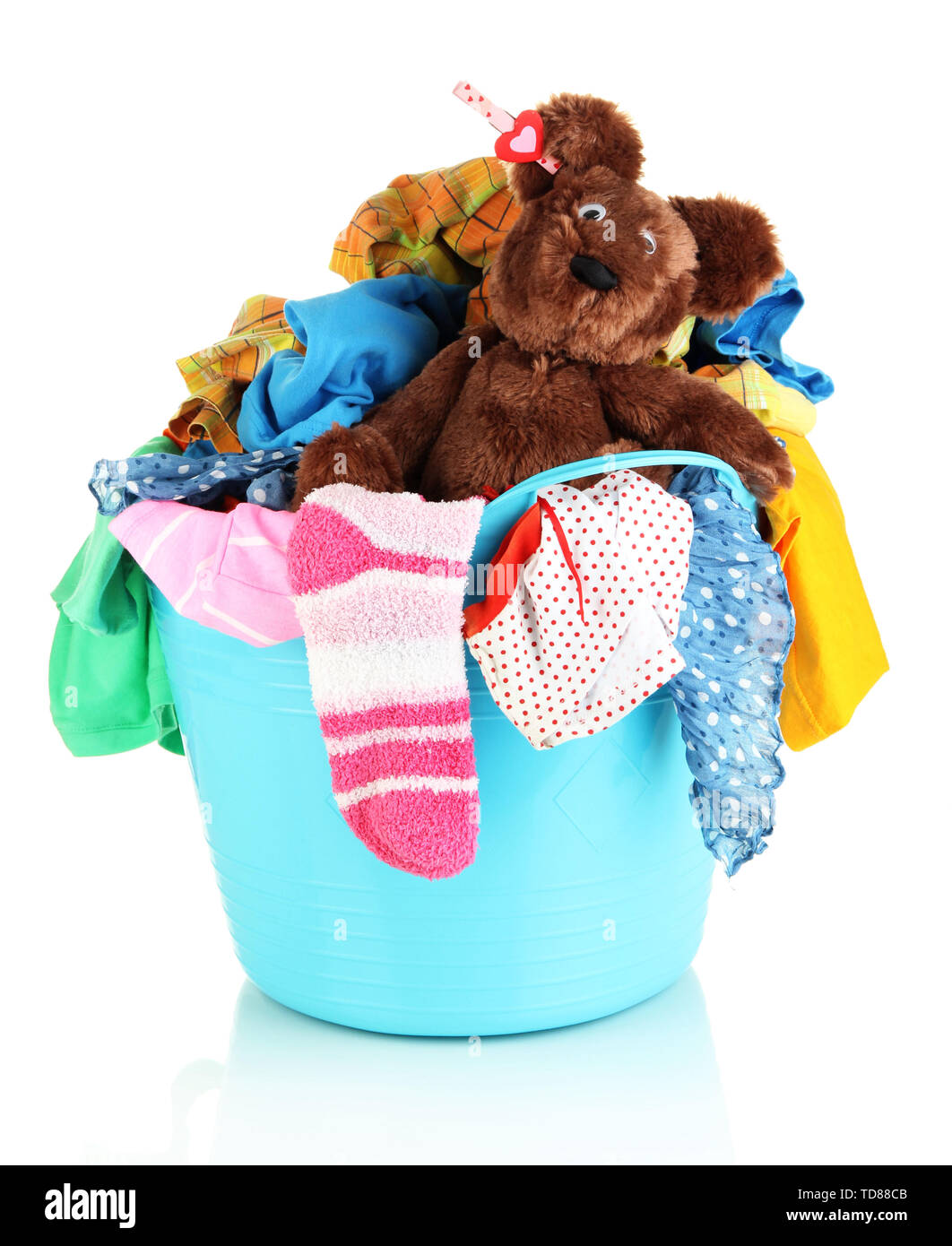 Blue Plaid Print Laundry Basket