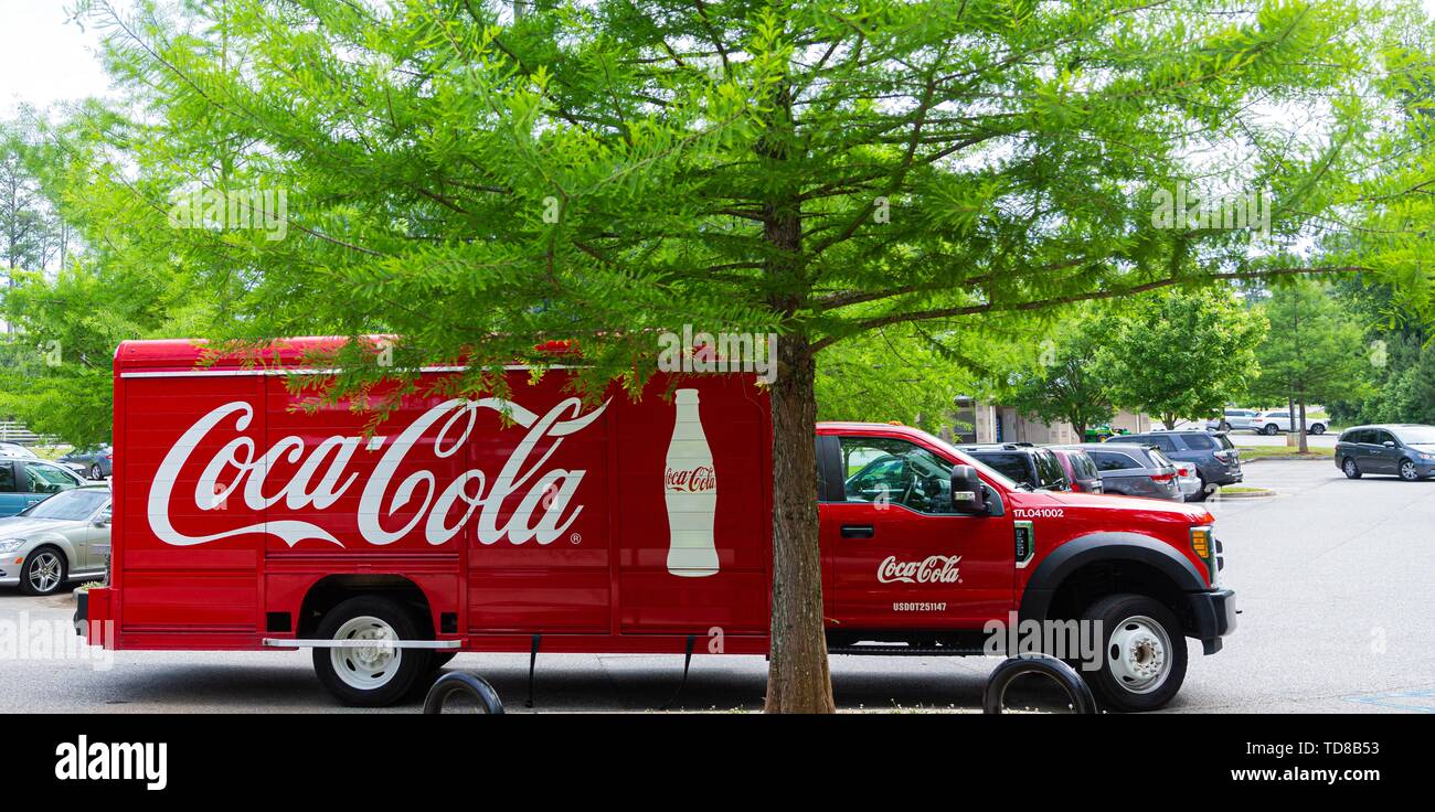 Coca Cola Truck in Parking Lot Stock Photo