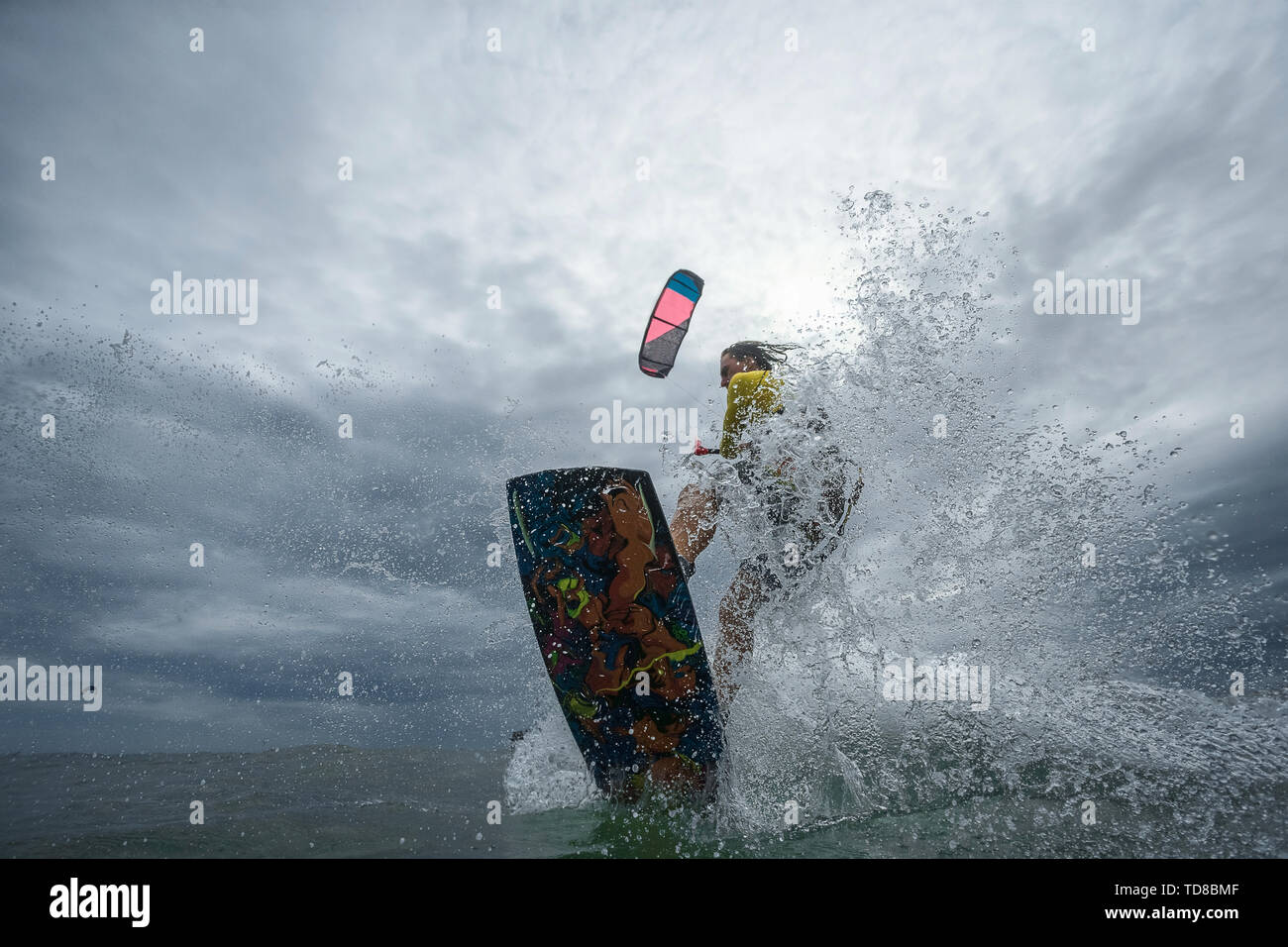 Kitesurfing at Mui Ne beach, Phan Thiet, Vietnam Stock Photo