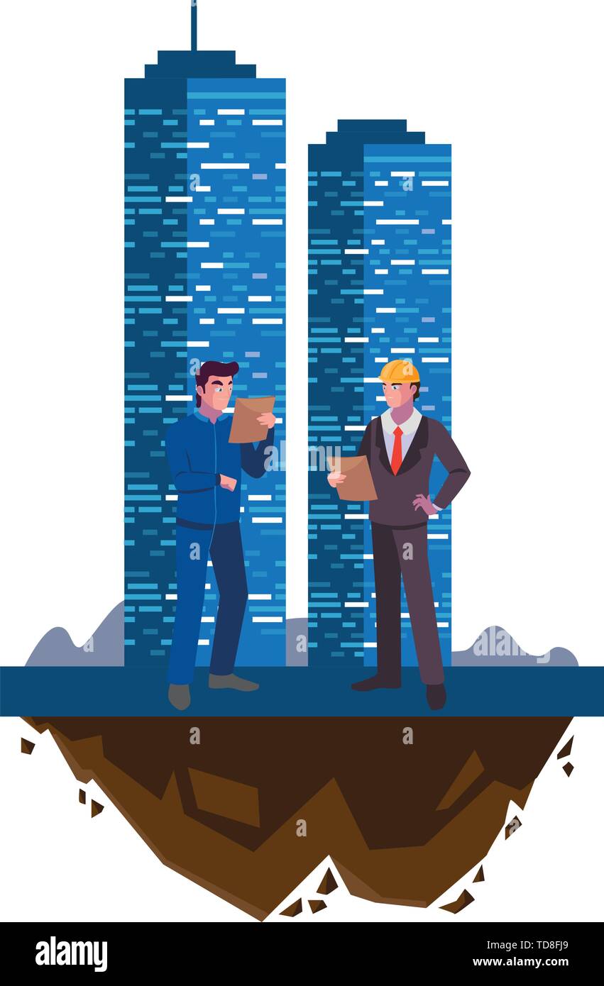 builder constructor with engineer and building vector illustration ...