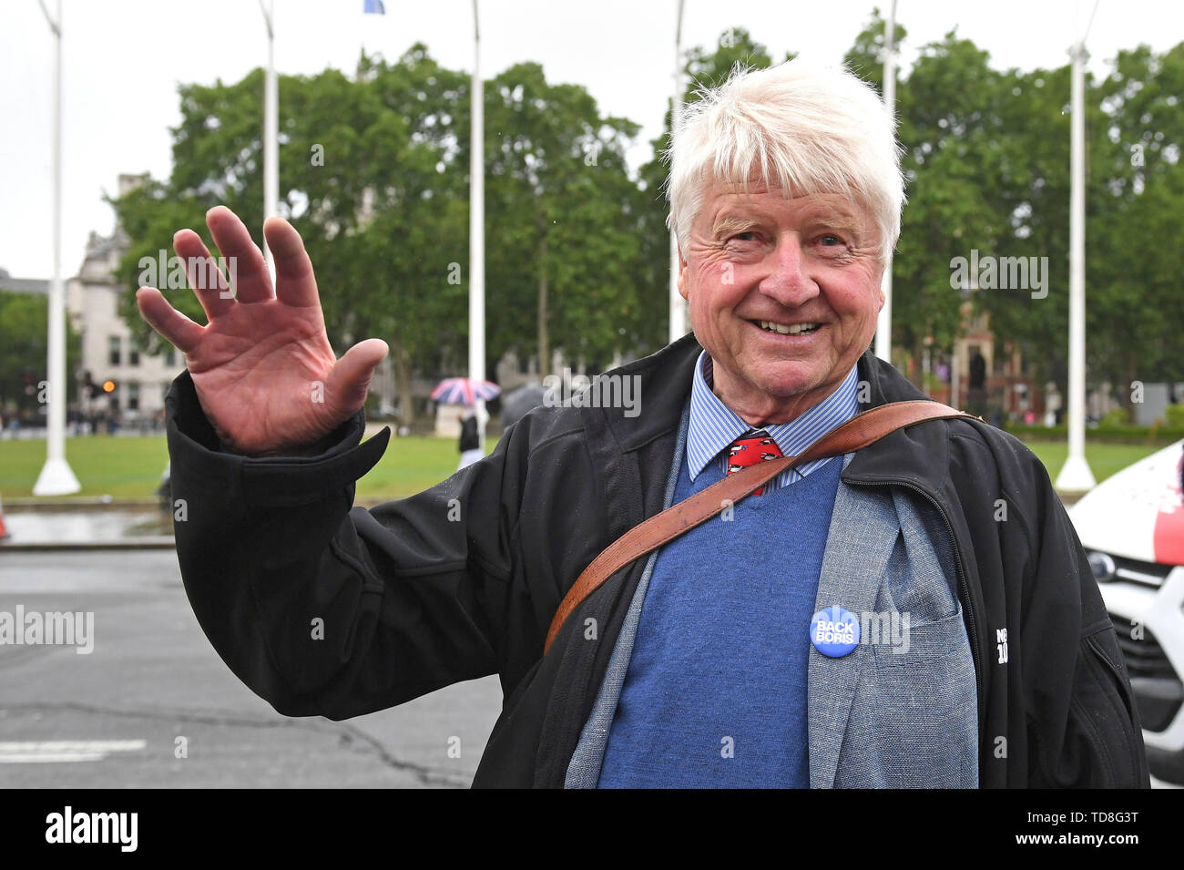 Boris Johnson's father Stanley Johnson speaking outside the Houses of