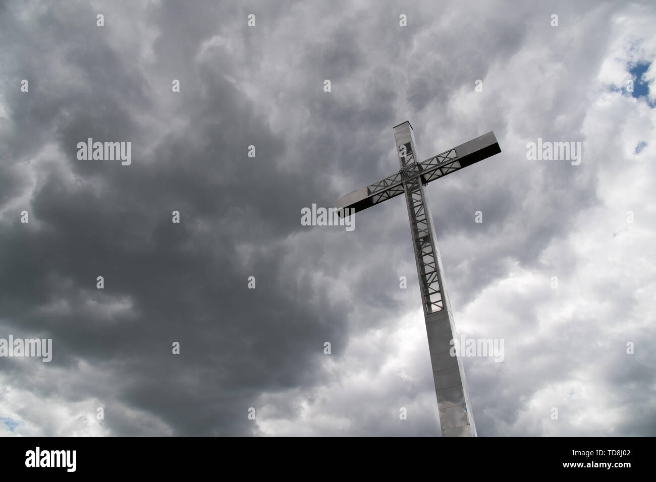 Cross and dark clouds in Pelplin, Poland. May 7th 2019 © Wojciech Strozyk / Alamy Stock Photo Stock Photo