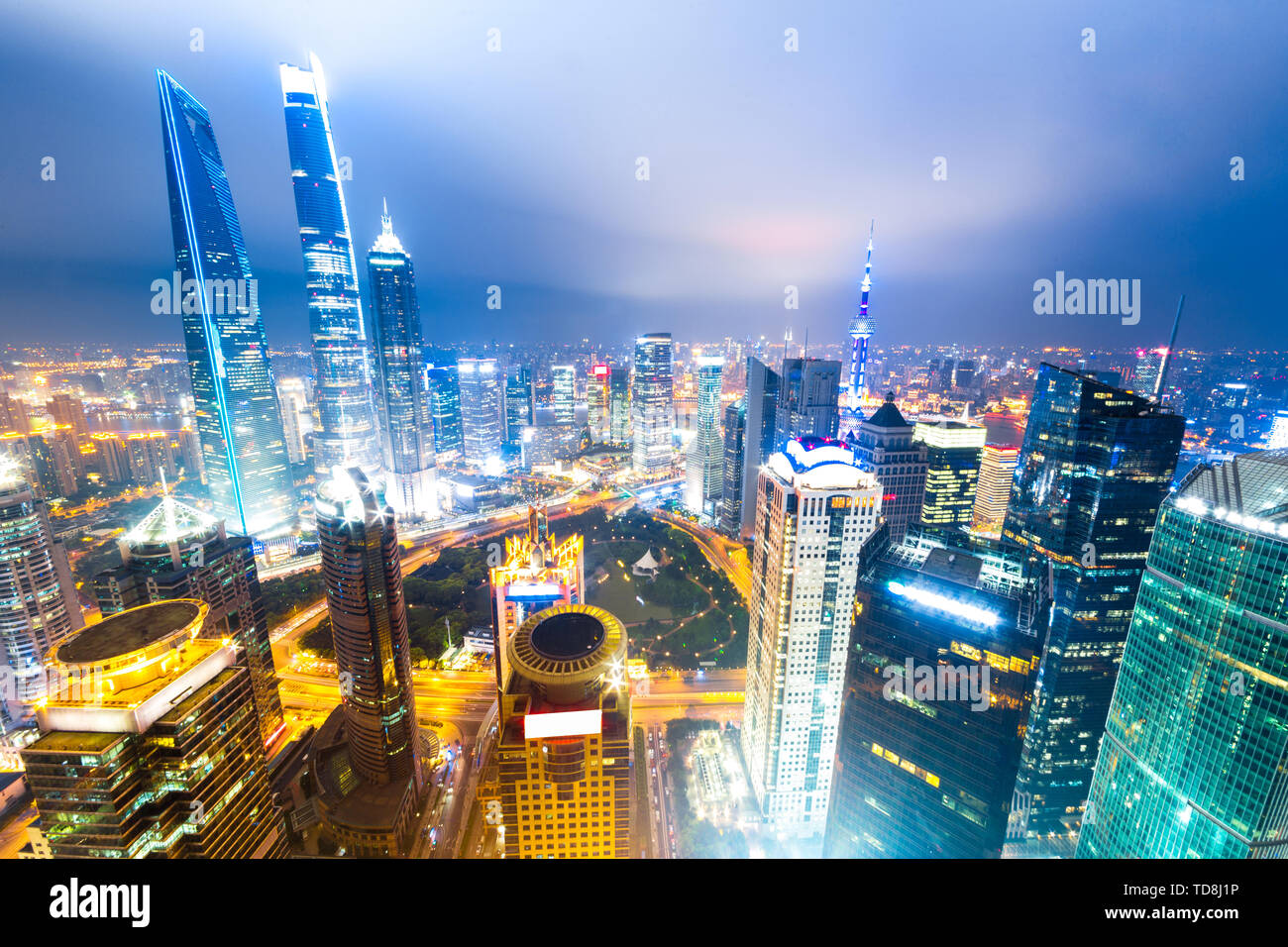 cityscape and skyline of shanghai at night Stock Photo - Alamy