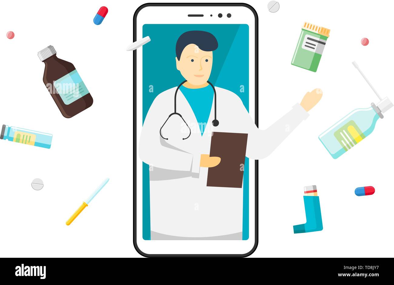 Vector Modern Flat Concept Web Banner Design On Mobile Phone With