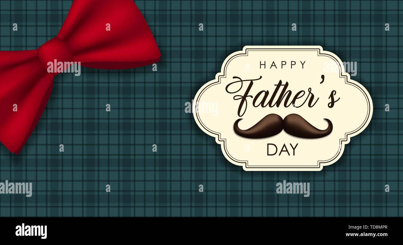 Happy Father&rsquo;s Day banner illustration of plaid shirt background with