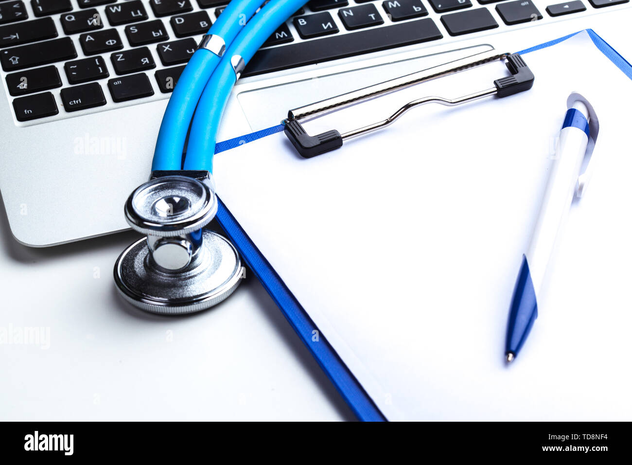 Medical stethoscope on computer keyboard Stock Photo - Alamy