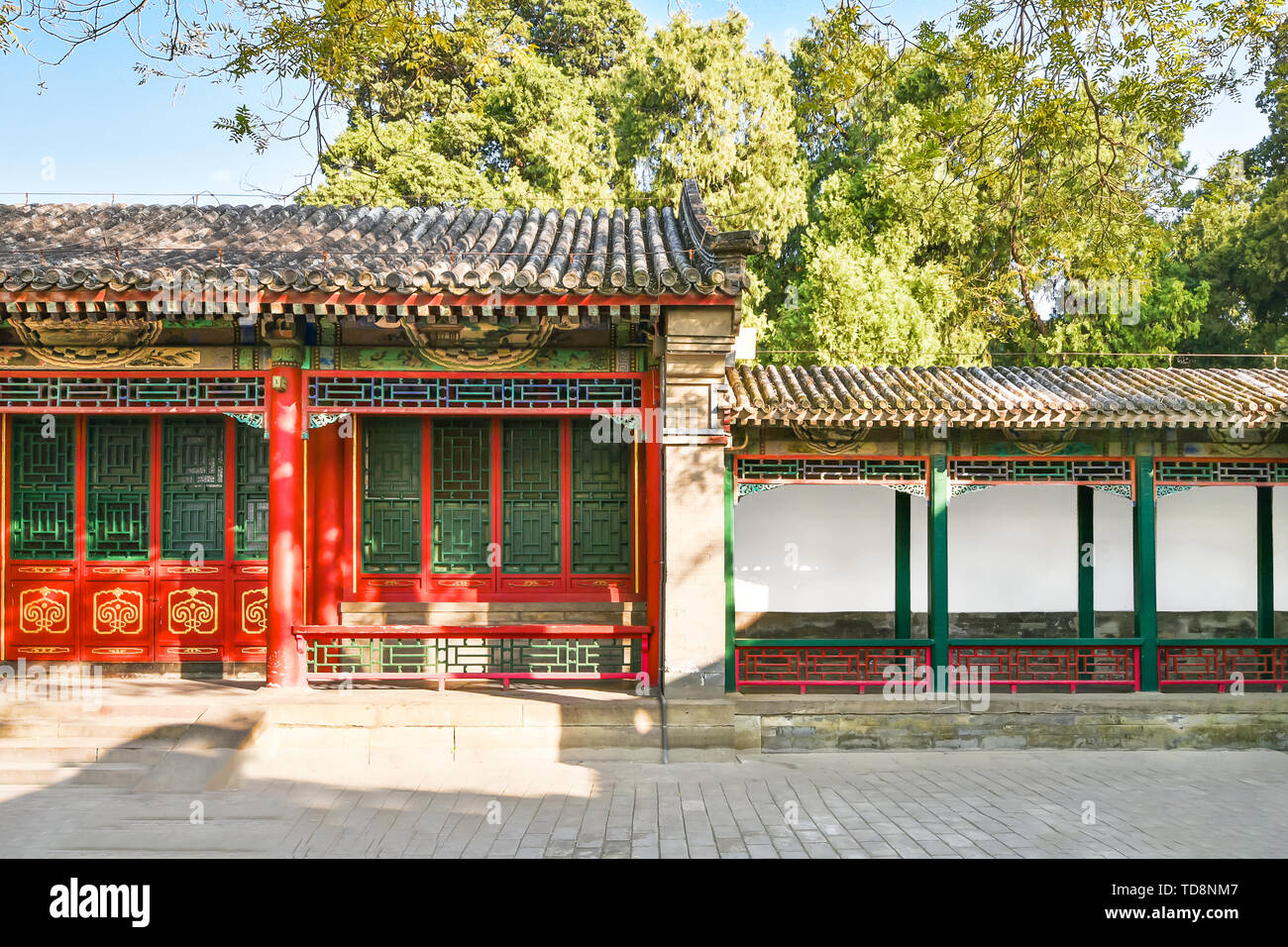 The buildings and corridors of the Summer Palace in the autumn Stock Photo