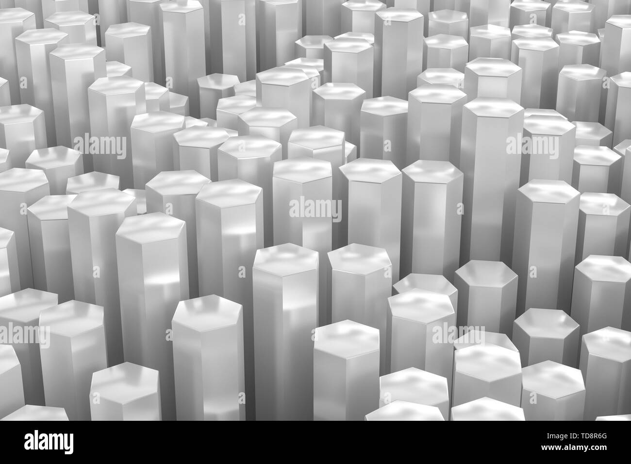 Hexagonal column dispersion, three-dimensional rendering Stock Photo ...