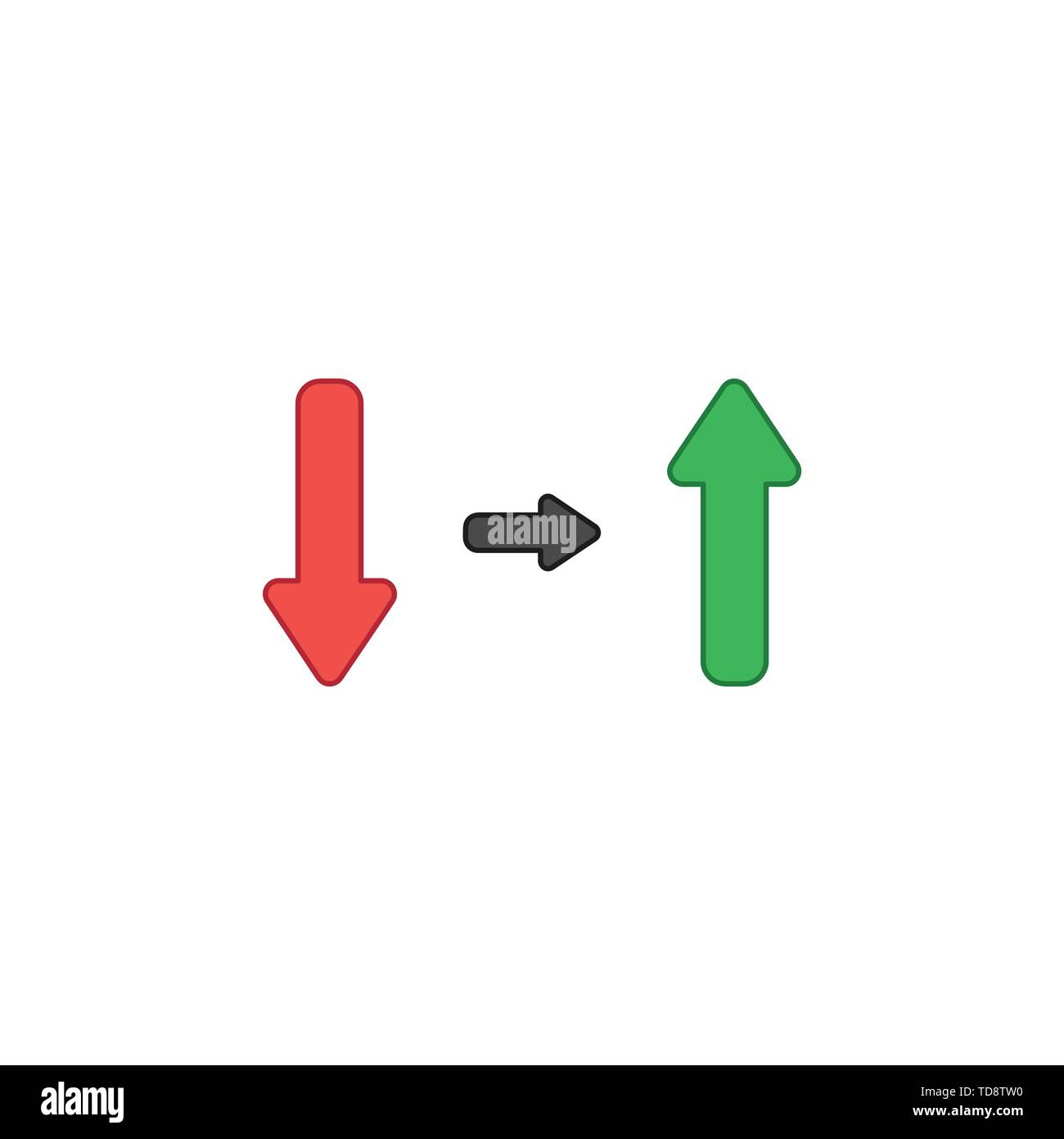 Vector icon concept of arrow pointing down and arrow pointing up ...
