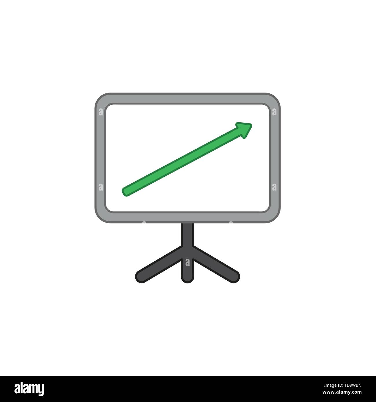 Vector icon concept of sales chart board with arrow moving up. Colored outlines. Stock Vector