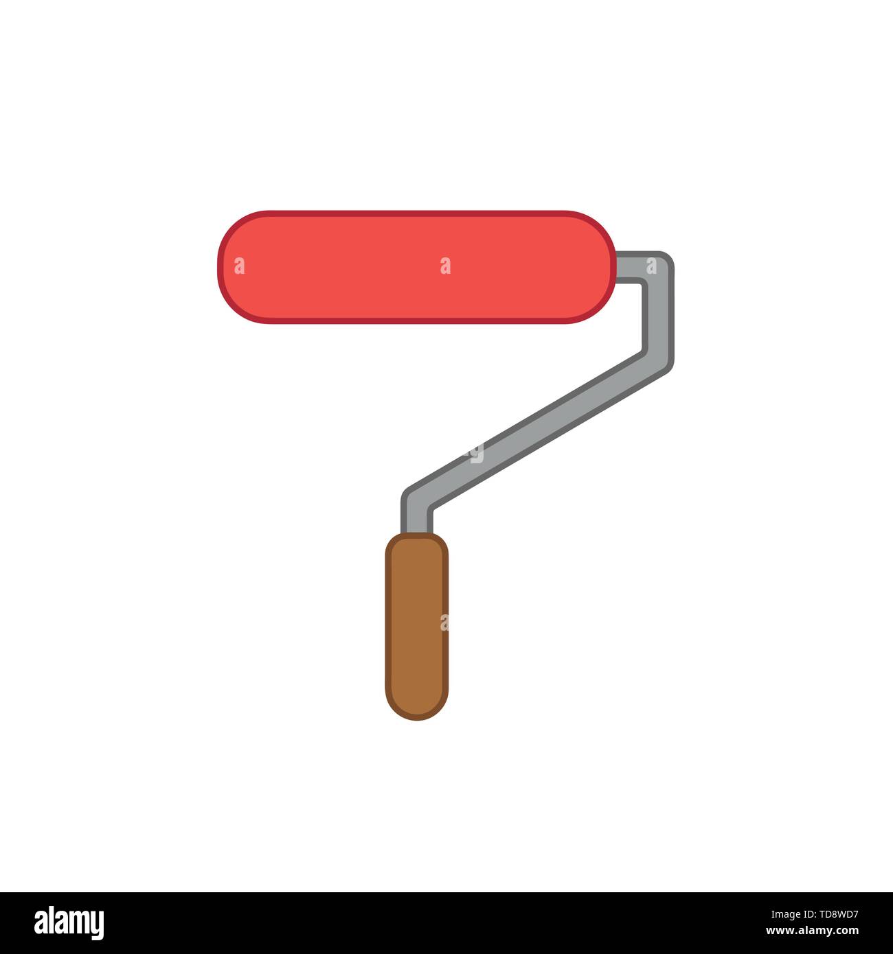 Vector icon of roller paint brush. Colored outlines. Stock Vector