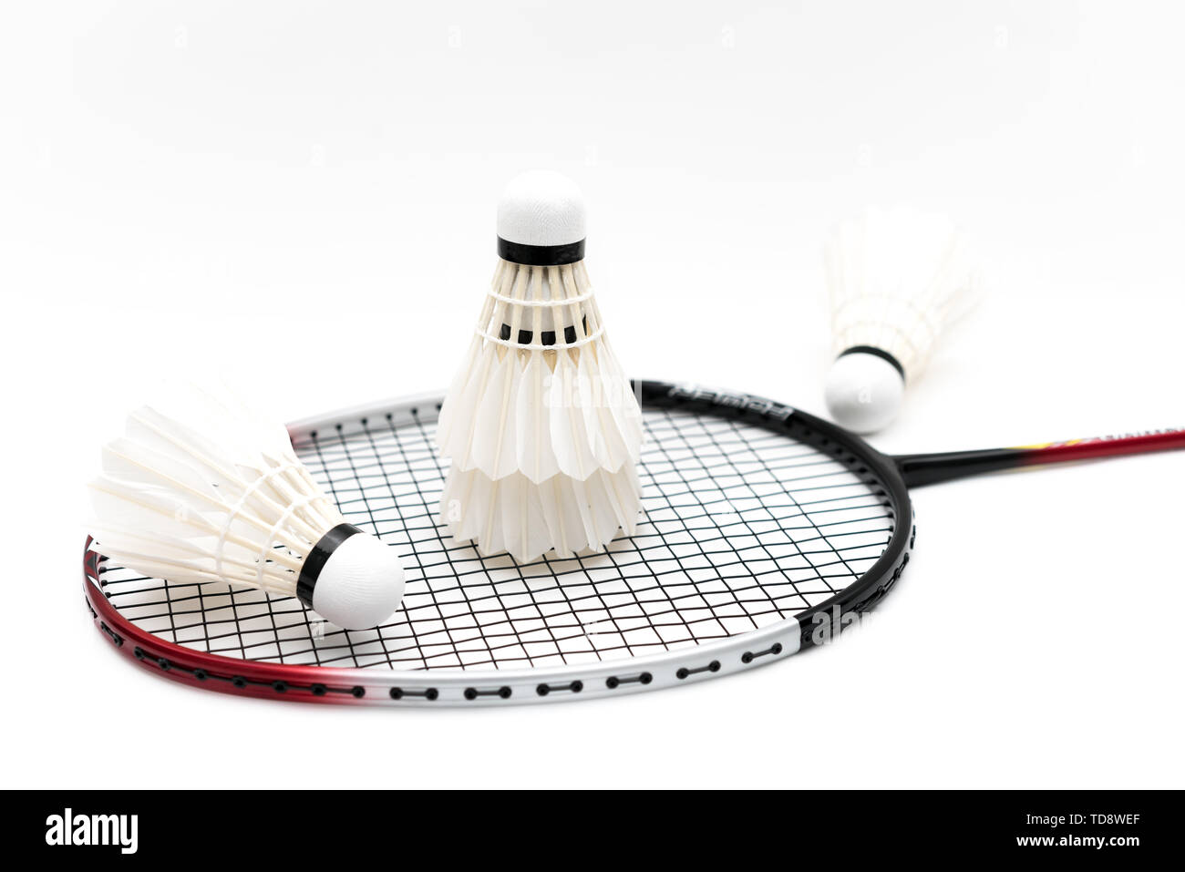 Badminton and racket white background illustration Stock Photo - Alamy