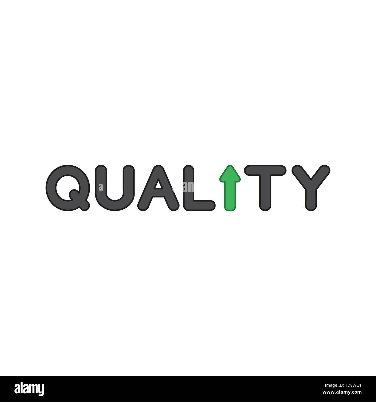 vector icon concept of quality word text with arrow moving word moving