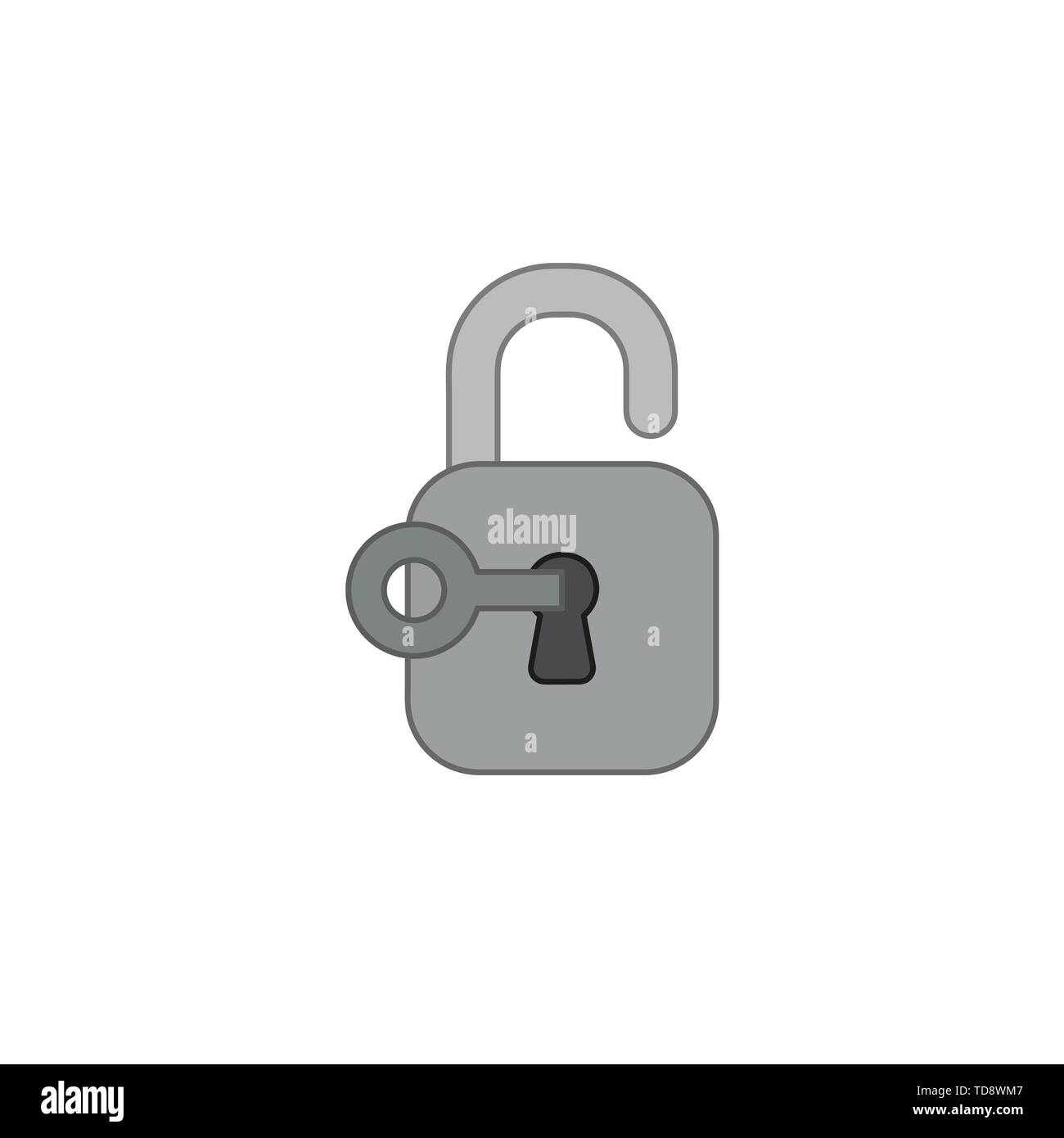 Vector icon concept of key unlocked padlock. Colored outlines Stock ...