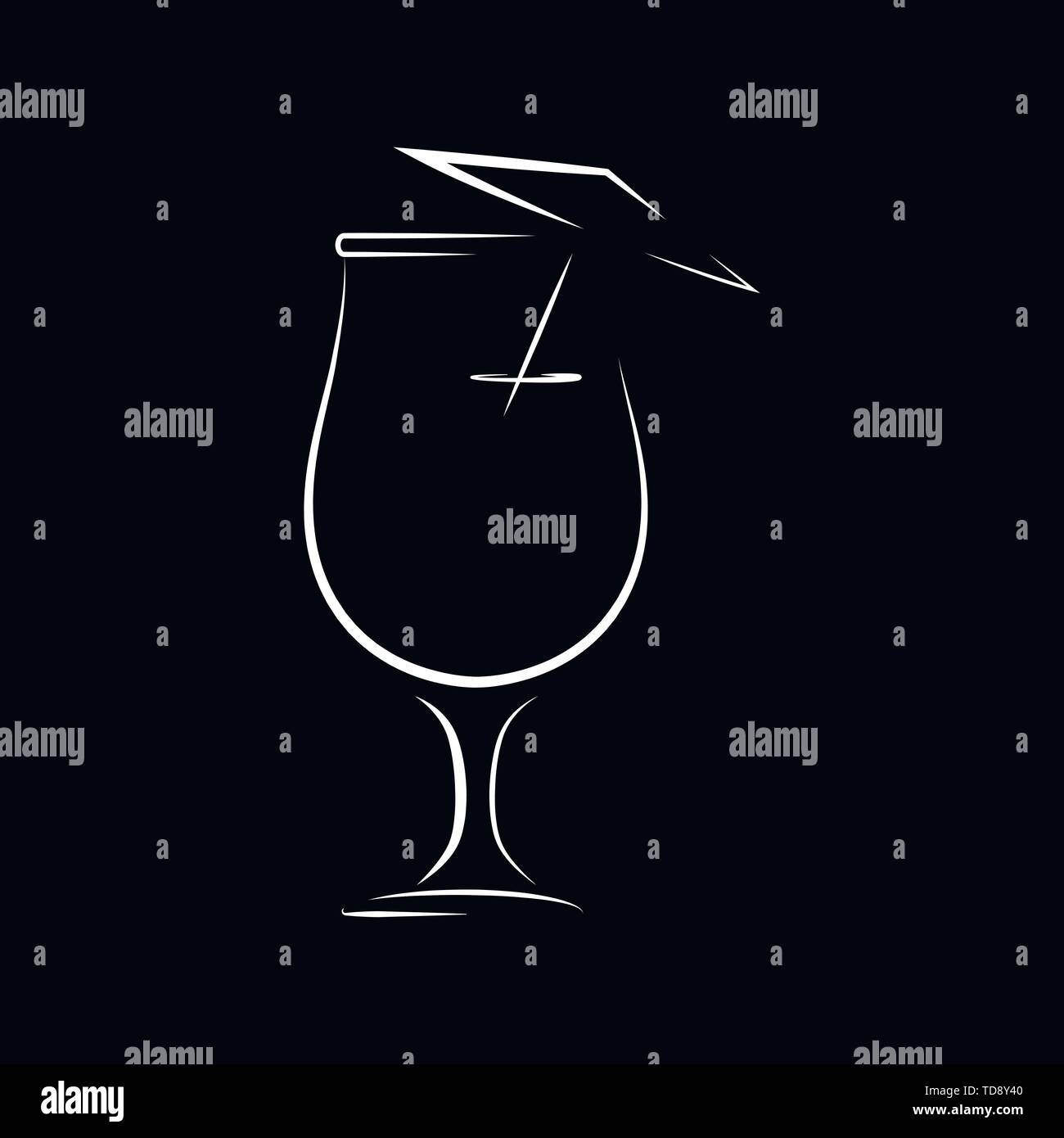 Cocktail icon vector, pictogram isolated on background Stock Vector